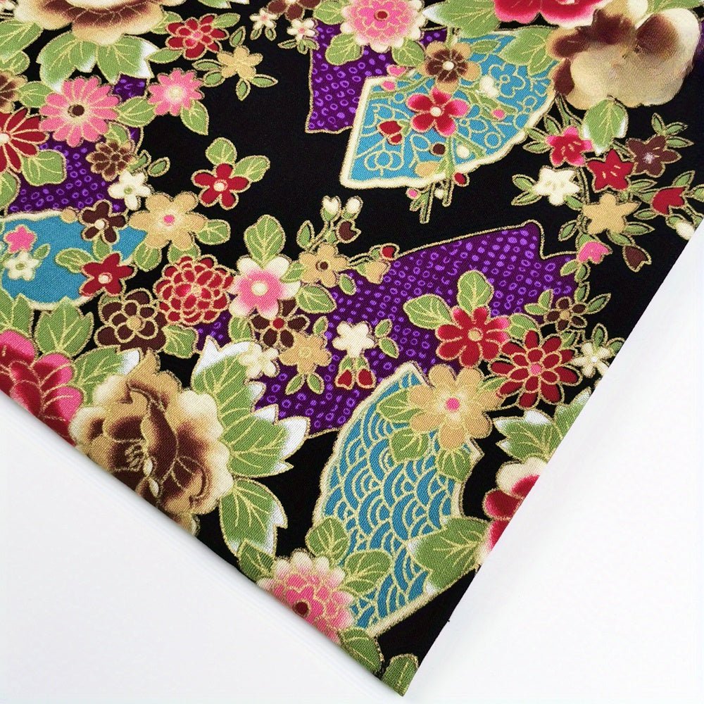 100% Cotton Japanese Style Bronzing Fabric Flower Printed Fabric - 