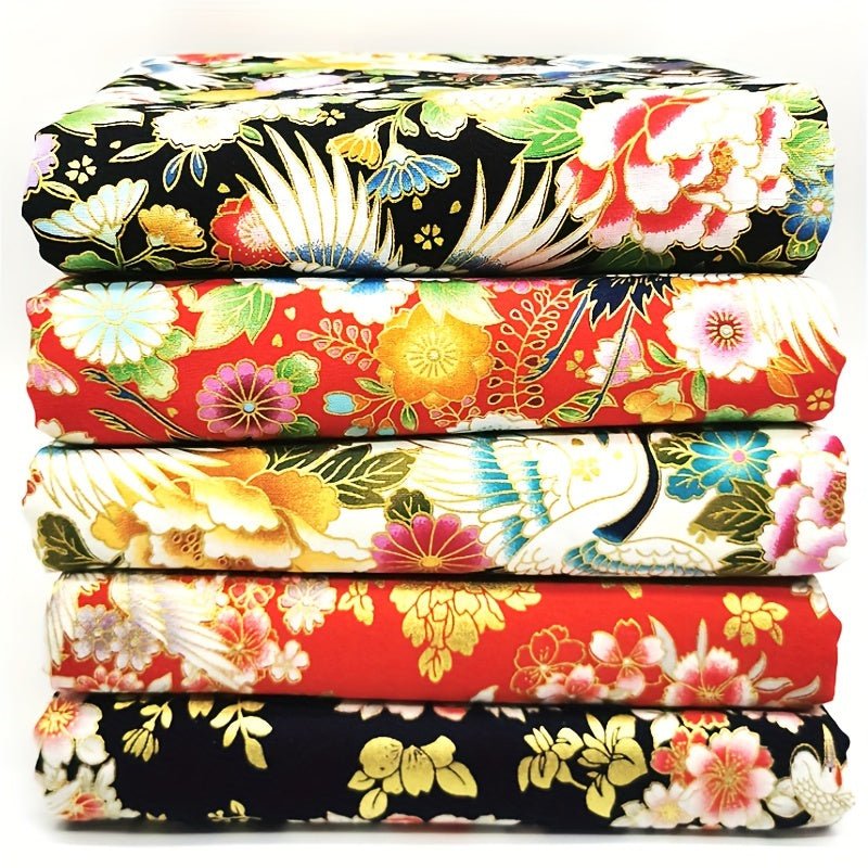 100% Cotton Japanese Style Bronzing Fabric Flower Printed Fabric - 