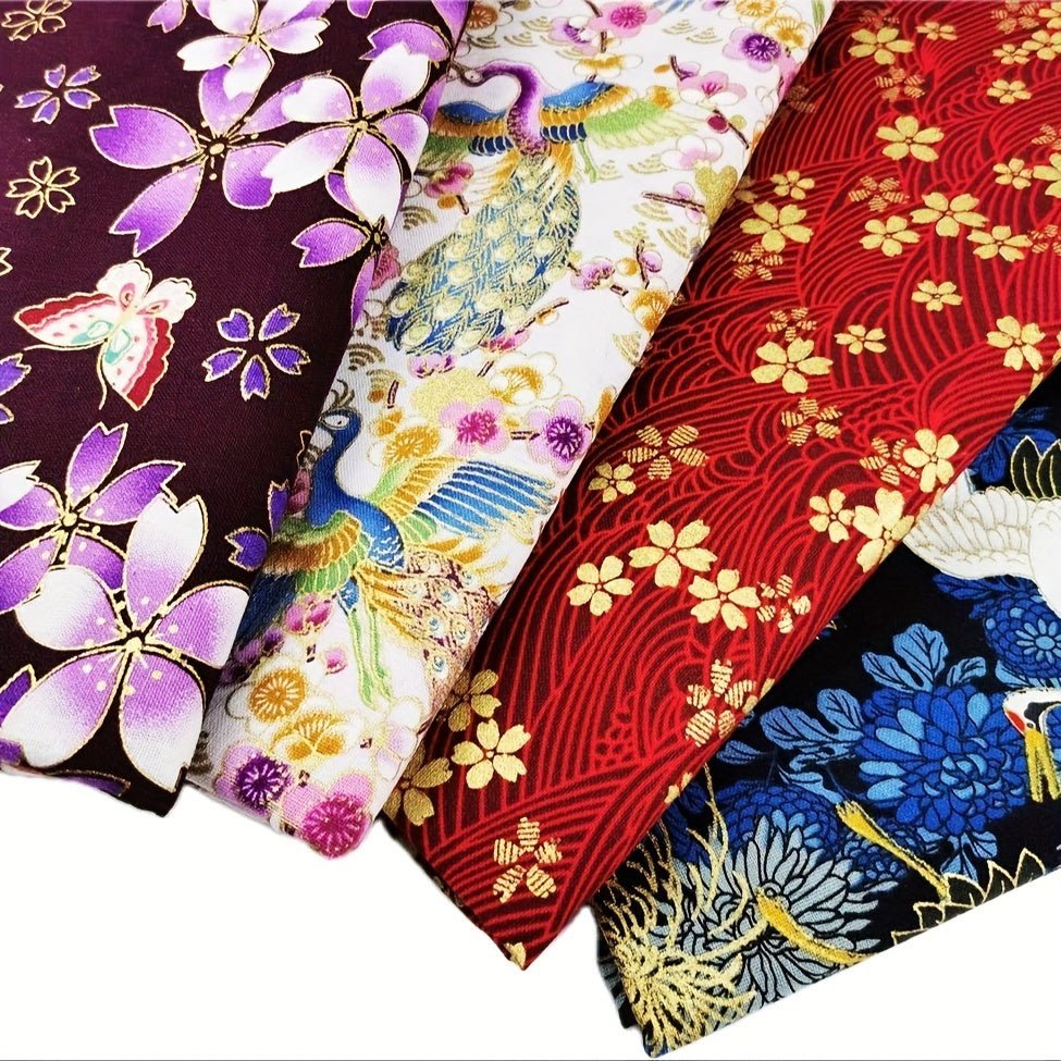 100% Cotton Japanese Style Bronzing Fabric Flower Printed Fabric - 