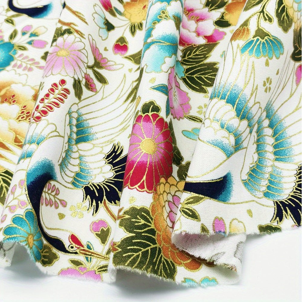 100% Cotton Japanese Style Bronzing Fabric Flower Printed Fabric - 