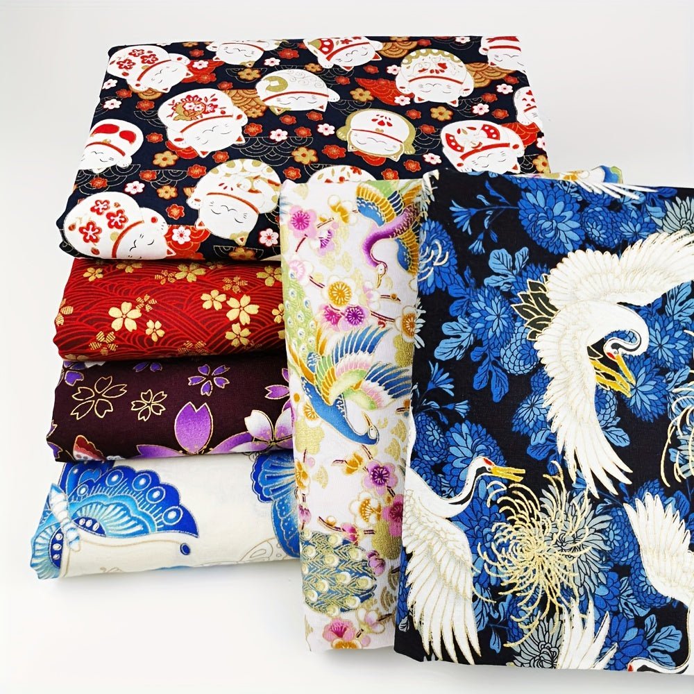 100% Cotton Japanese Style Bronzing Fabric Flower Printed Fabric - 