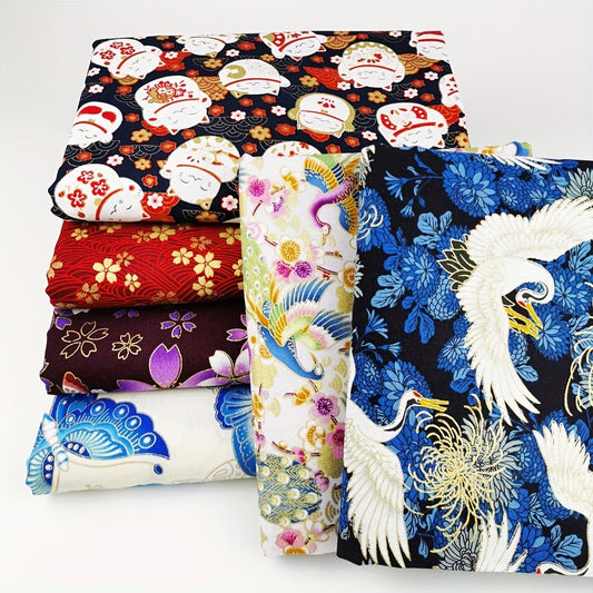 100% Cotton Japanese Style Bronzing Fabric Flower Printed Fabric - 