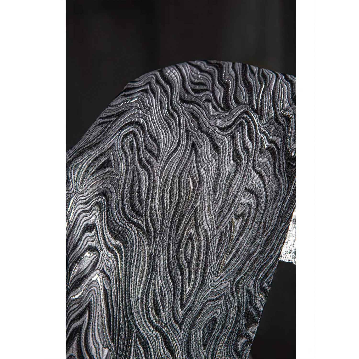 Silver Black Textured Jacquard Designer Fabric