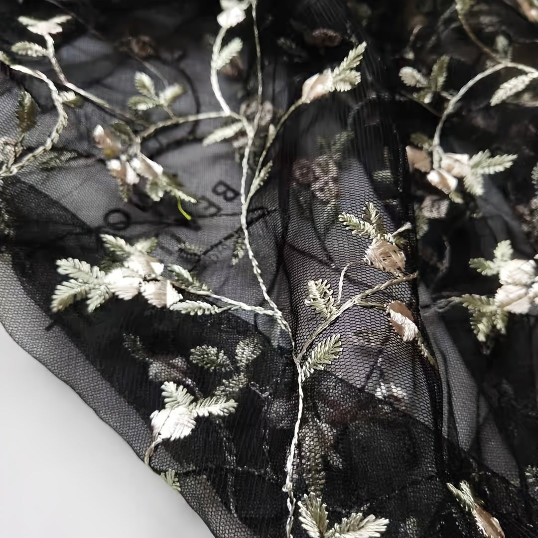 1pc Elegant Floral Tulle Mesh Fabric - Pre - Cut Sheer material with Delicate Floral Patterns in Blue/White/Gray/, Soft & Durable for Wedding Decorations, Floral Arrangements, Home Decor, Costume Design - Ideal for Beginners & Professional Seamstresses, Tul - 