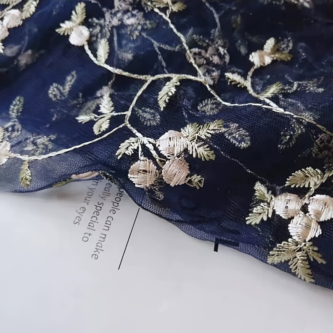 1pc Elegant Floral Tulle Mesh Fabric - Pre - Cut Sheer material with Delicate Floral Patterns in Blue/White/Gray/, Soft & Durable for Wedding Decorations, Floral Arrangements, Home Decor, Costume Design - Ideal for Beginners & Professional Seamstresses, Tul - 