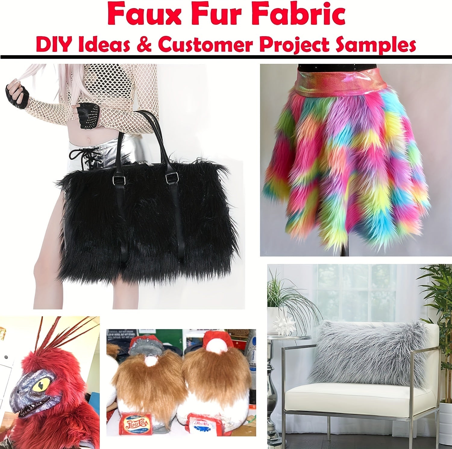 1pc, Half Yard Faux Fur | 45.72cm X 160.02cm Inch | DIY Projects, Craft Supply, Costume, Decoration, Upholstery - 