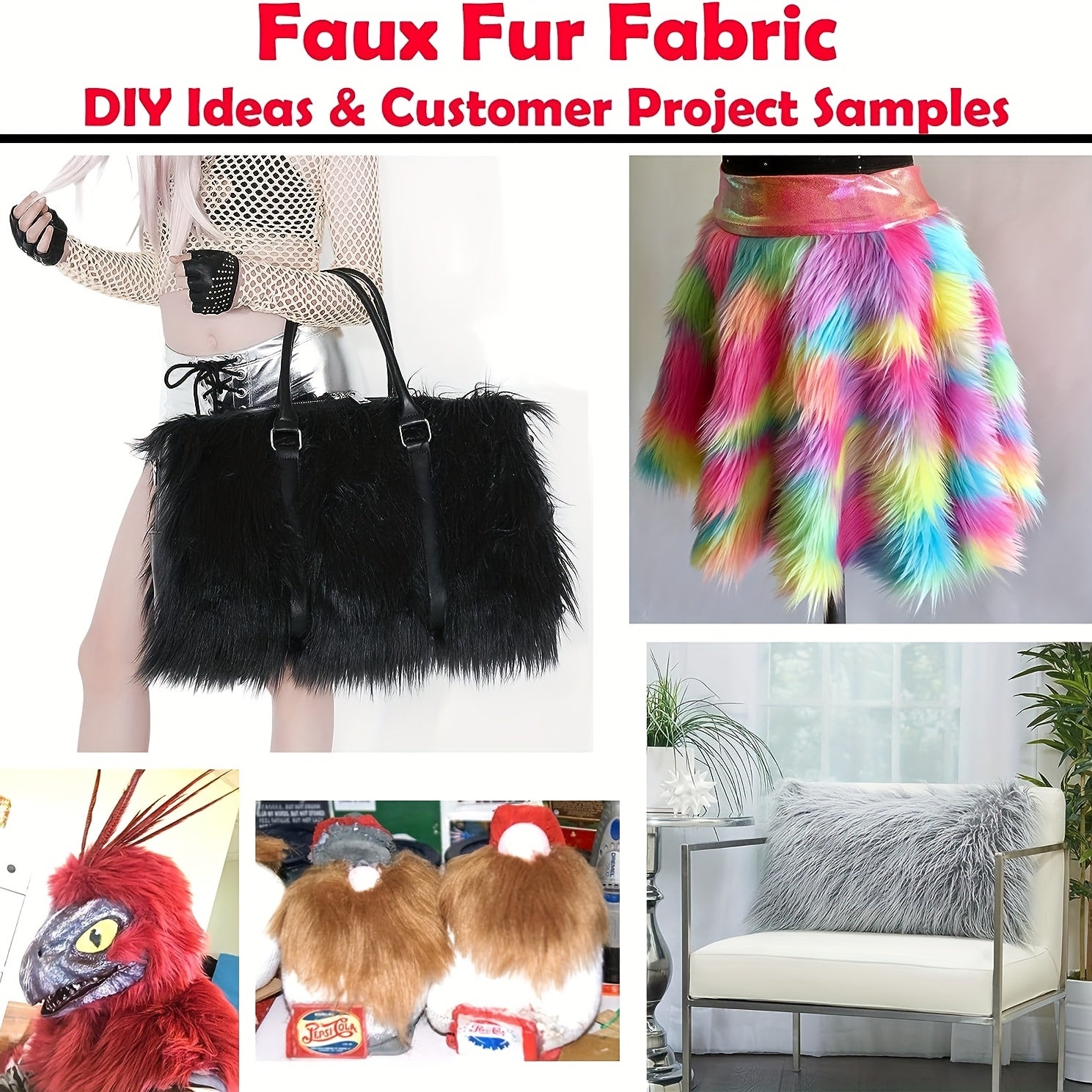 1pc, Half Yard Faux Fur | 45.72cm X 160.02cm Inch | DIY Projects, Craft Supply, Costume, Decoration, Upholstery - 