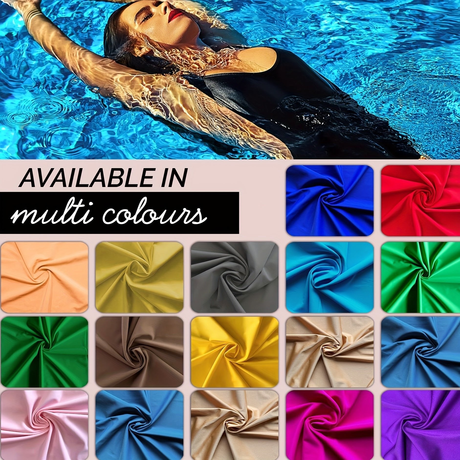 1pc Nylon Spandex Fabric by The Yard, Swimwear Activewear Fabric, 4 - Way Stretch Fabric for Sports, Dance, Yoga, Table Cloth, Swimsuit Fabric (152.4cm Wide) - 