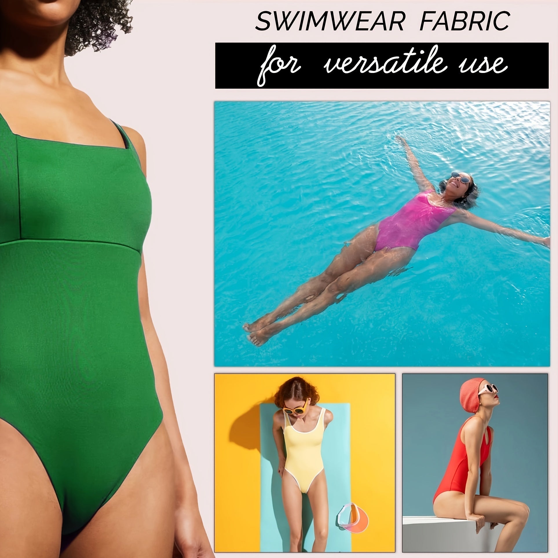 1pc Nylon Spandex Fabric by The Yard, Swimwear Activewear Fabric, 4 - Way Stretch Fabric for Sports, Dance, Yoga, Table Cloth, Swimsuit Fabric (152.4cm Wide) - 