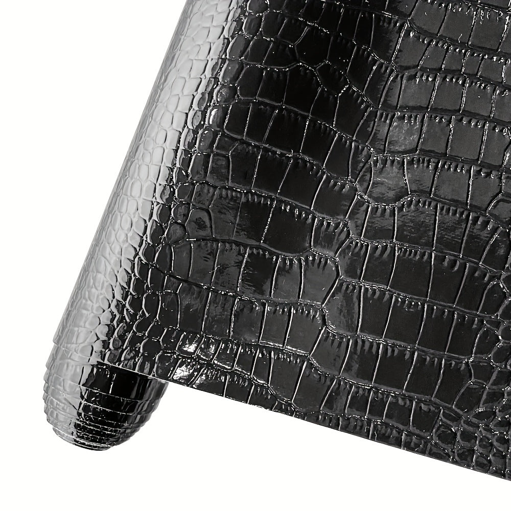 1pc, PU Leather Fabric, Faux Leather Fabric, Crocodile Pattern Road Leather Fabric, Leather Interior Fabric (0.91 Meter) - 
