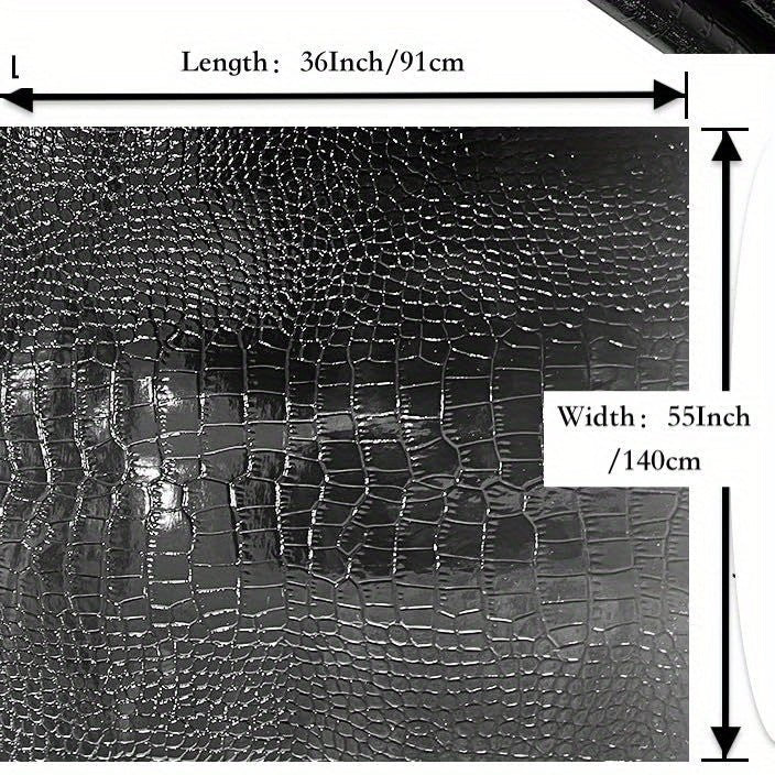 1pc, PU Leather Fabric, Faux Leather Fabric, Crocodile Pattern Road Leather Fabric, Leather Interior Fabric (0.91 Meter) - 