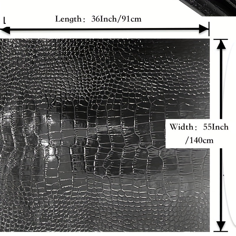 1pc, PU Leather Fabric, Faux Leather Fabric, Crocodile Pattern Road Leather Fabric, Leather Interior Fabric (0.91 Meter) - 