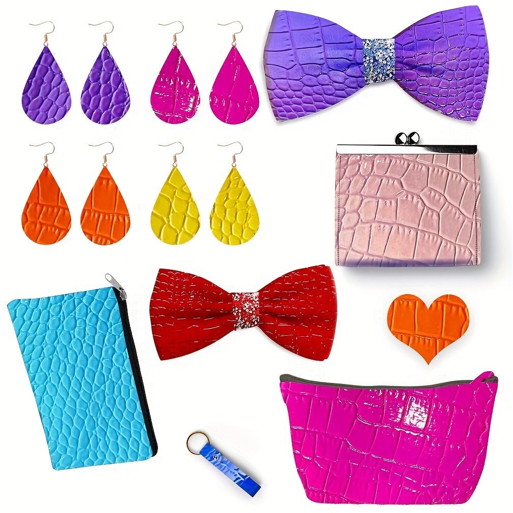 1pc, PU Leather Fabric, Faux Leather Fabric, Crocodile Pattern Road Leather Fabric, Leather Interior Fabric (0.91 Meter) - 