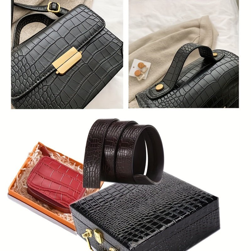 1pc, PU Leather Fabric, Faux Leather Fabric, Crocodile Pattern Road Leather Fabric, Leather Interior Fabric (0.91 Meter) - 