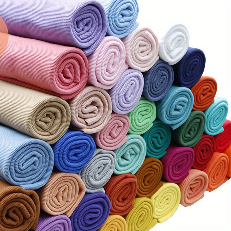 1pc Soft Cotton Roll for Clothing Repairs - Ribbed Cuff, Neckline, Collar & Pants Seam Fixing Cloth in Assorted Colors (Pink, Blue, Green, Beige, Purple, Orange, Brown) - Pre - Cut DIY Sewing Accessories, Sewing Supplies Accessories - 