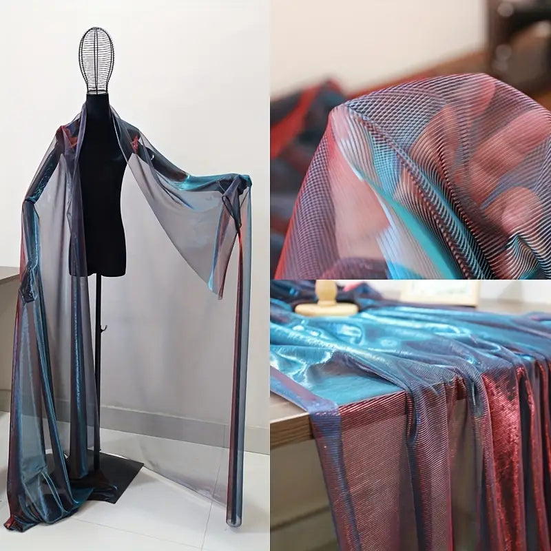 Gradient Two-color Mesh Fabric, Laser Texture Fabric Long Skirt Shawl Creative Handmade Fabric