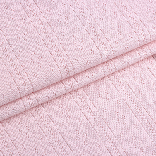 Cotton pointelle knit fabric with openwork texture, view 4