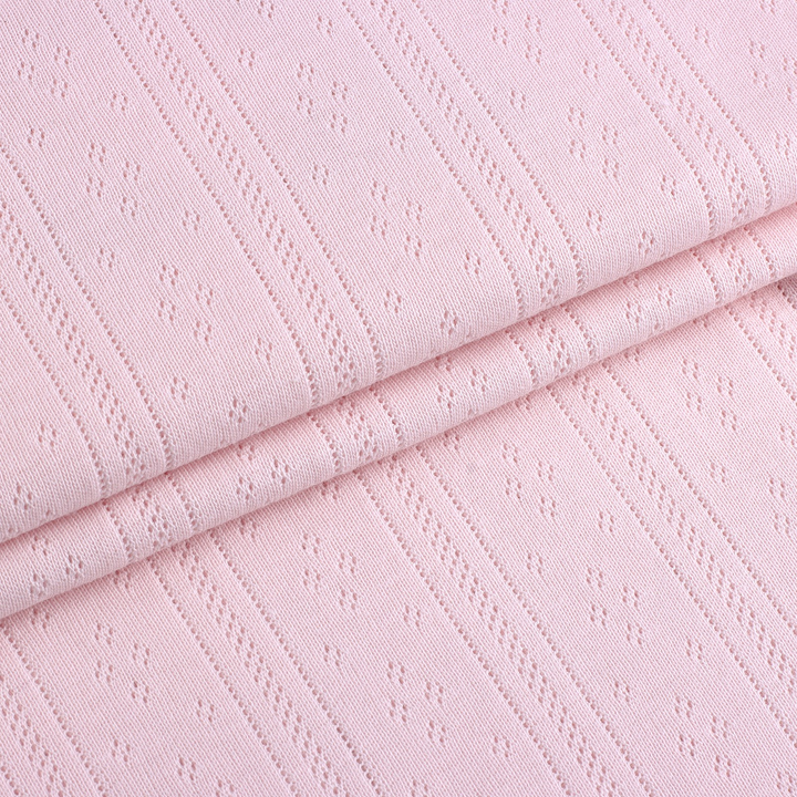 Cotton pointelle knit fabric with openwork texture, view 4