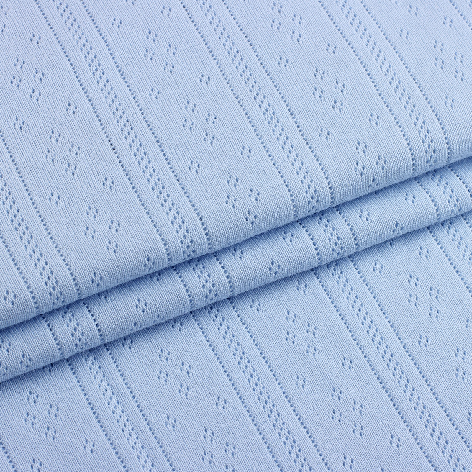 Cotton pointelle knit fabric with openwork texture, view 3