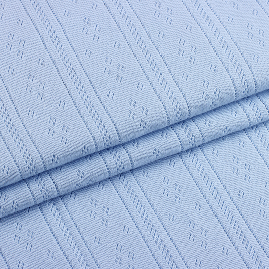 Cotton pointelle knit fabric with openwork texture, view 3