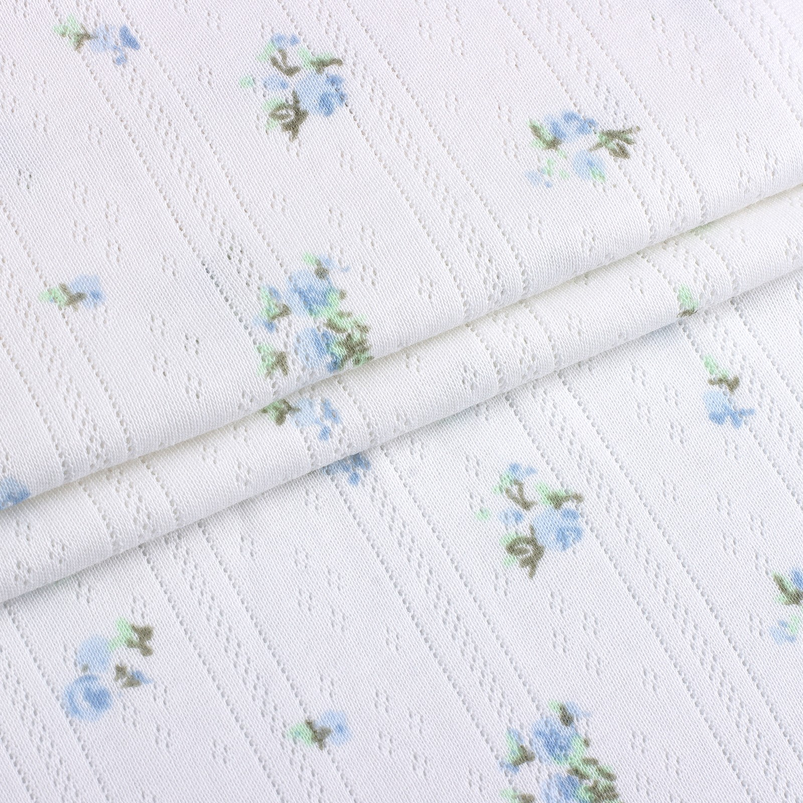 Cotton pointelle knit fabric with openwork texture, view 6
