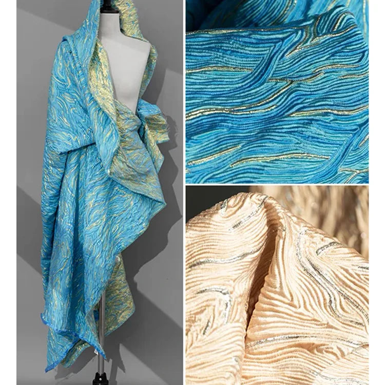 Oil Painting Style Gilt Dimensional Fabric, Designer Fabrics, Fashion Fabrics