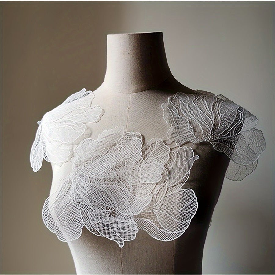 5 White Simple and Atmospheric Flower Lace Patchwork Fabric Decoration - 