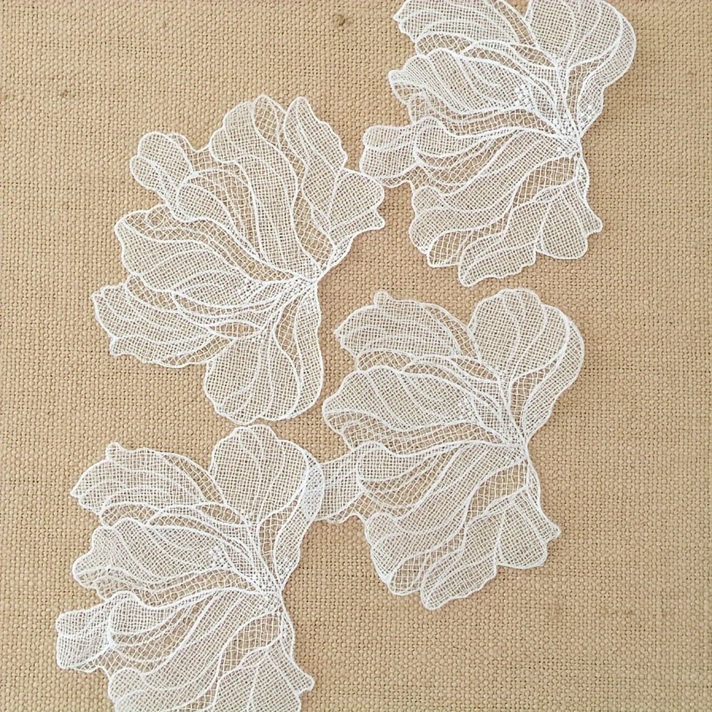 5 White Simple and Atmospheric Flower Lace Patchwork Fabric Decoration - 