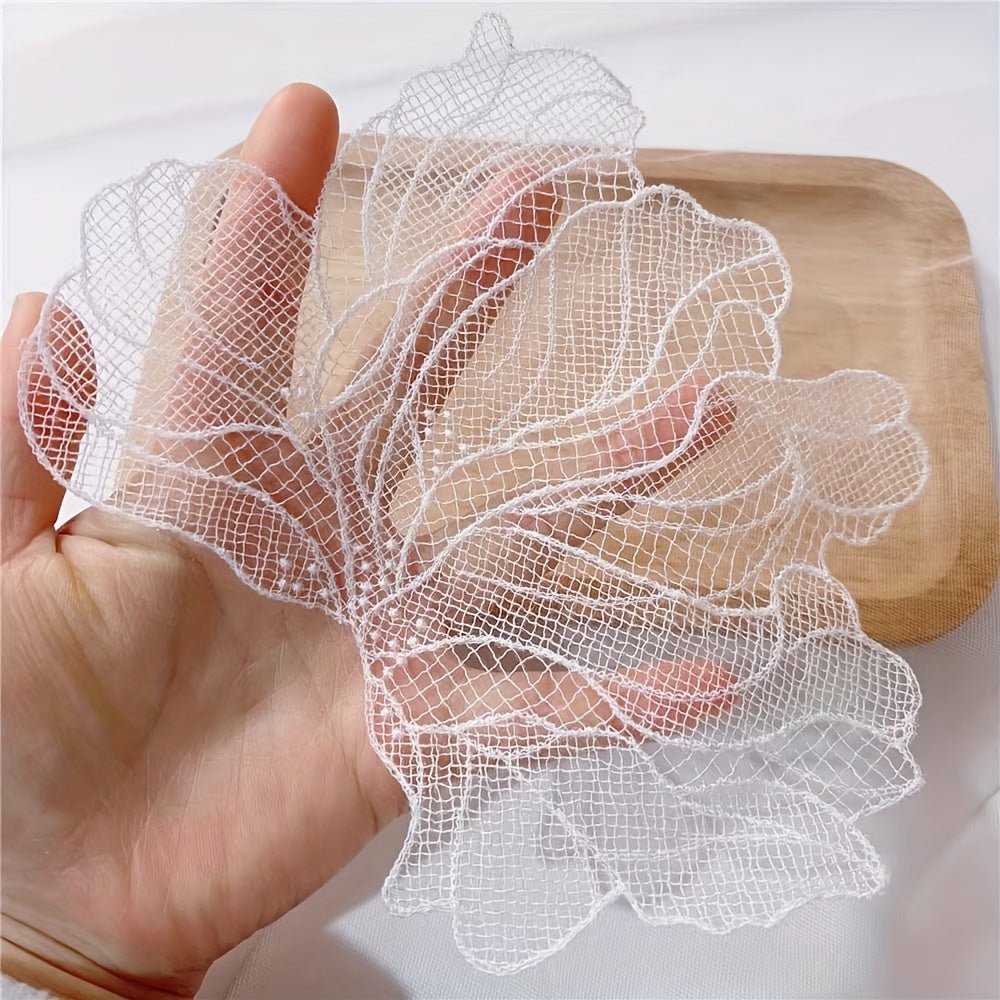 5 White Simple and Atmospheric Flower Lace Patchwork Fabric Decoration - 