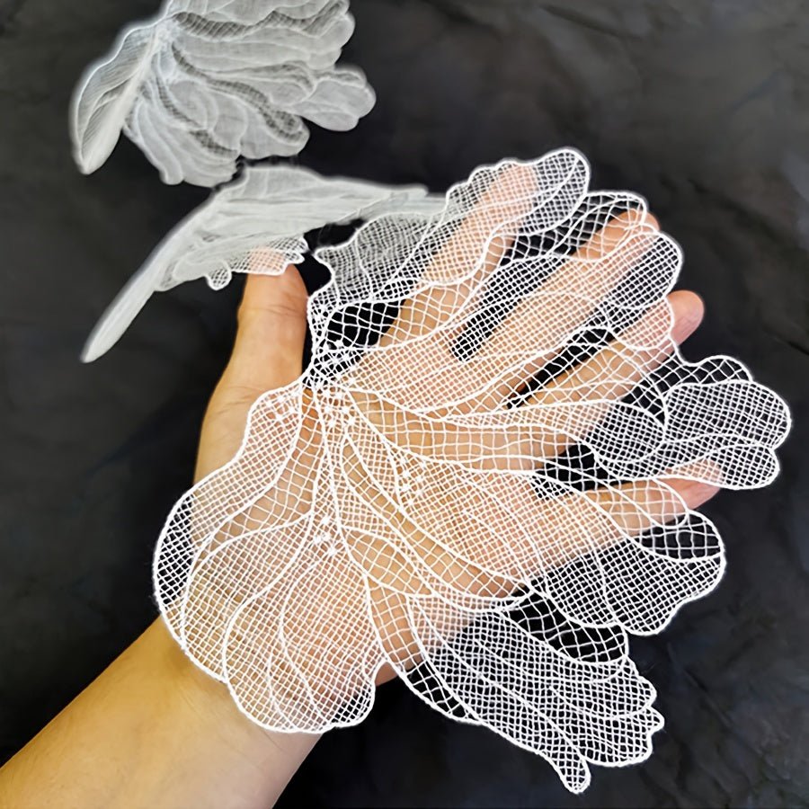 5 White Simple and Atmospheric Flower Lace Patchwork Fabric Decoration - 