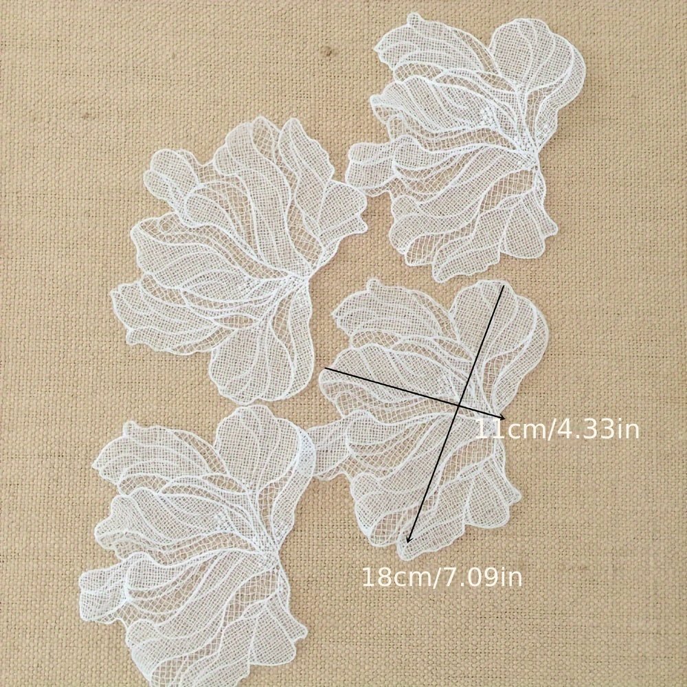 5 White Simple and Atmospheric Flower Lace Patchwork Fabric Decoration - 