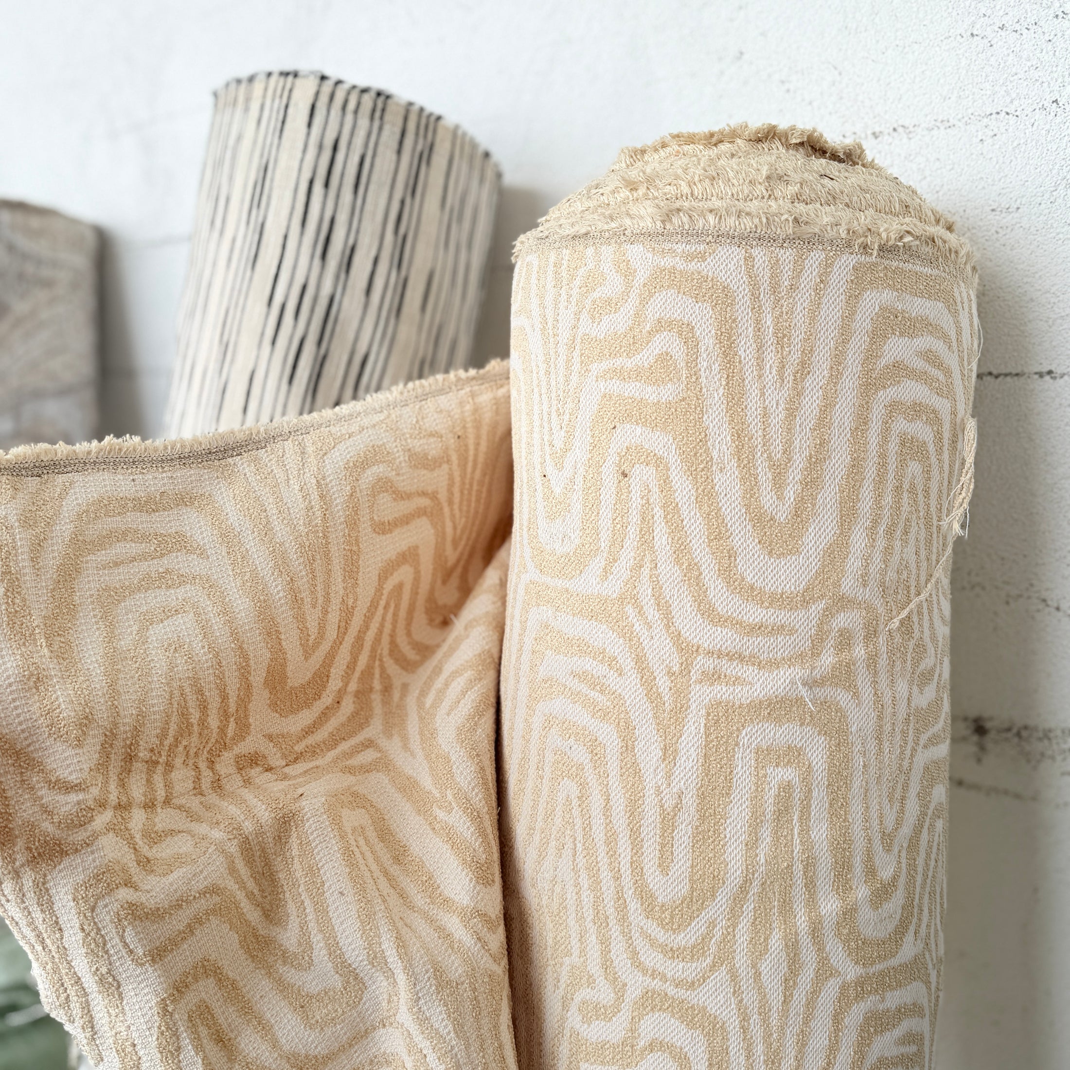 Cream Beige Marble Jacquard Upholstery Fabric