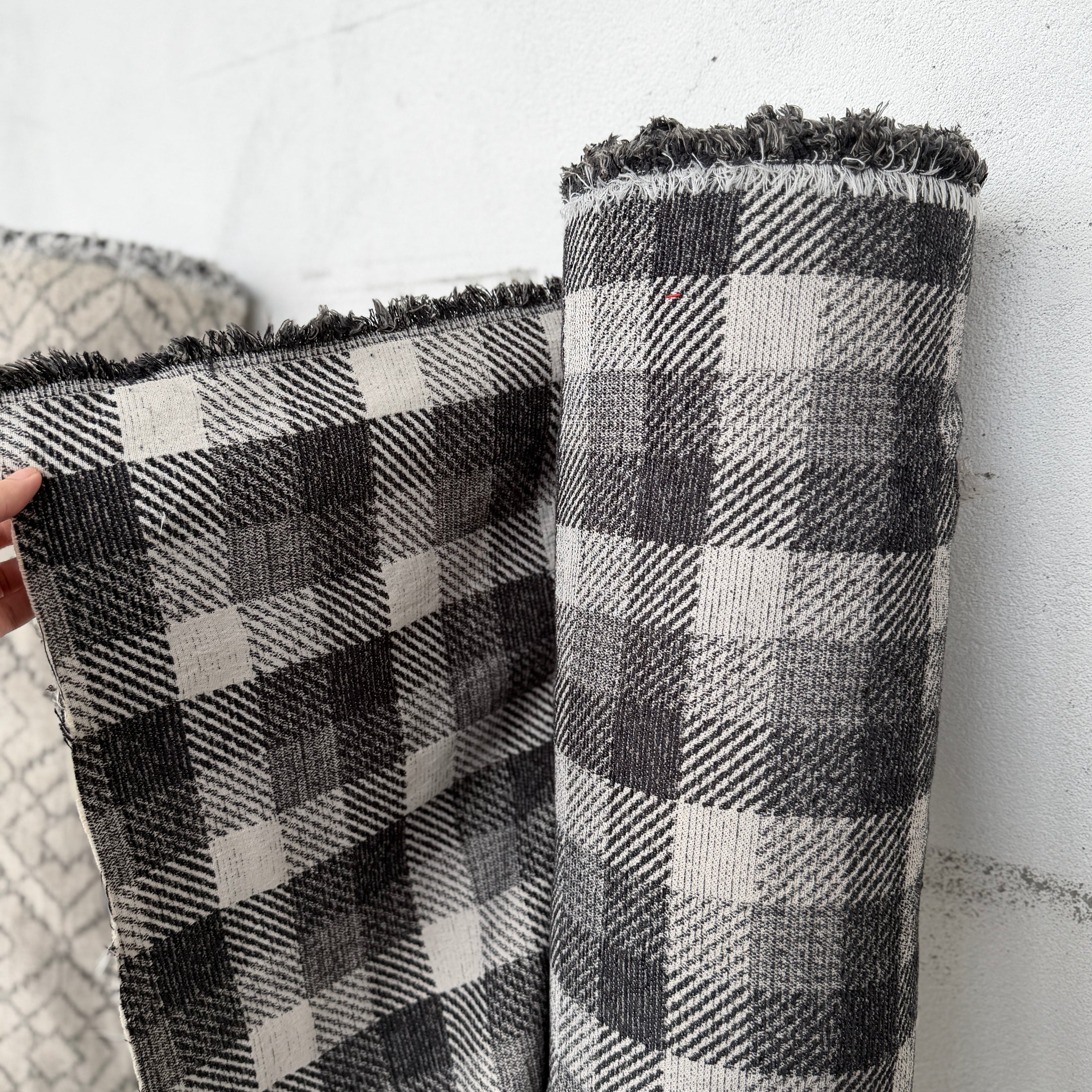 Black and White Buffalo Check Jacquard Fabric