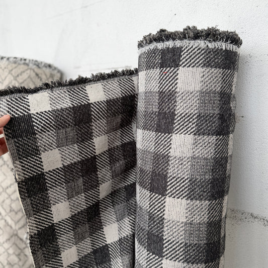 Black and White Buffalo Check Jacquard Fabric