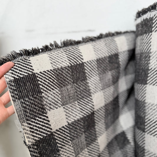 Black and White Buffalo Check Jacquard Fabric