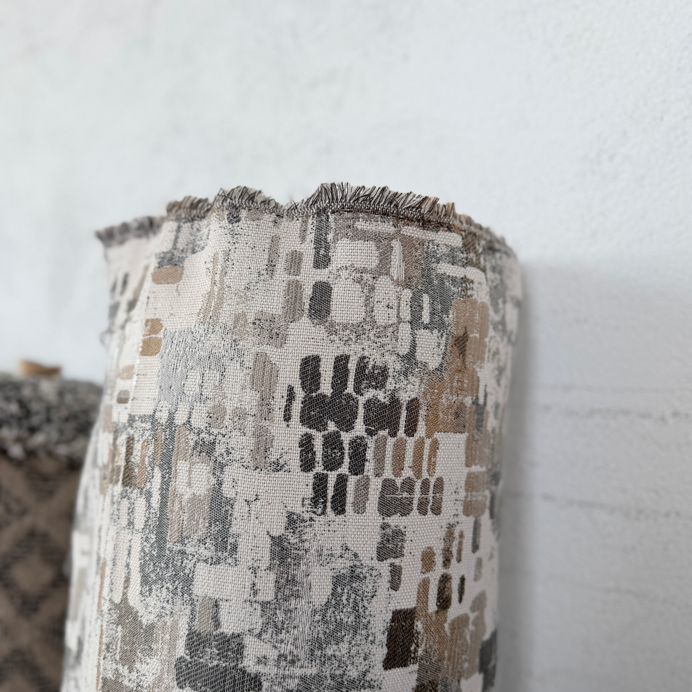 Modern Distressed Mosaic Jacquard Upholstery Fabric, Greige Woven Decor Fabric