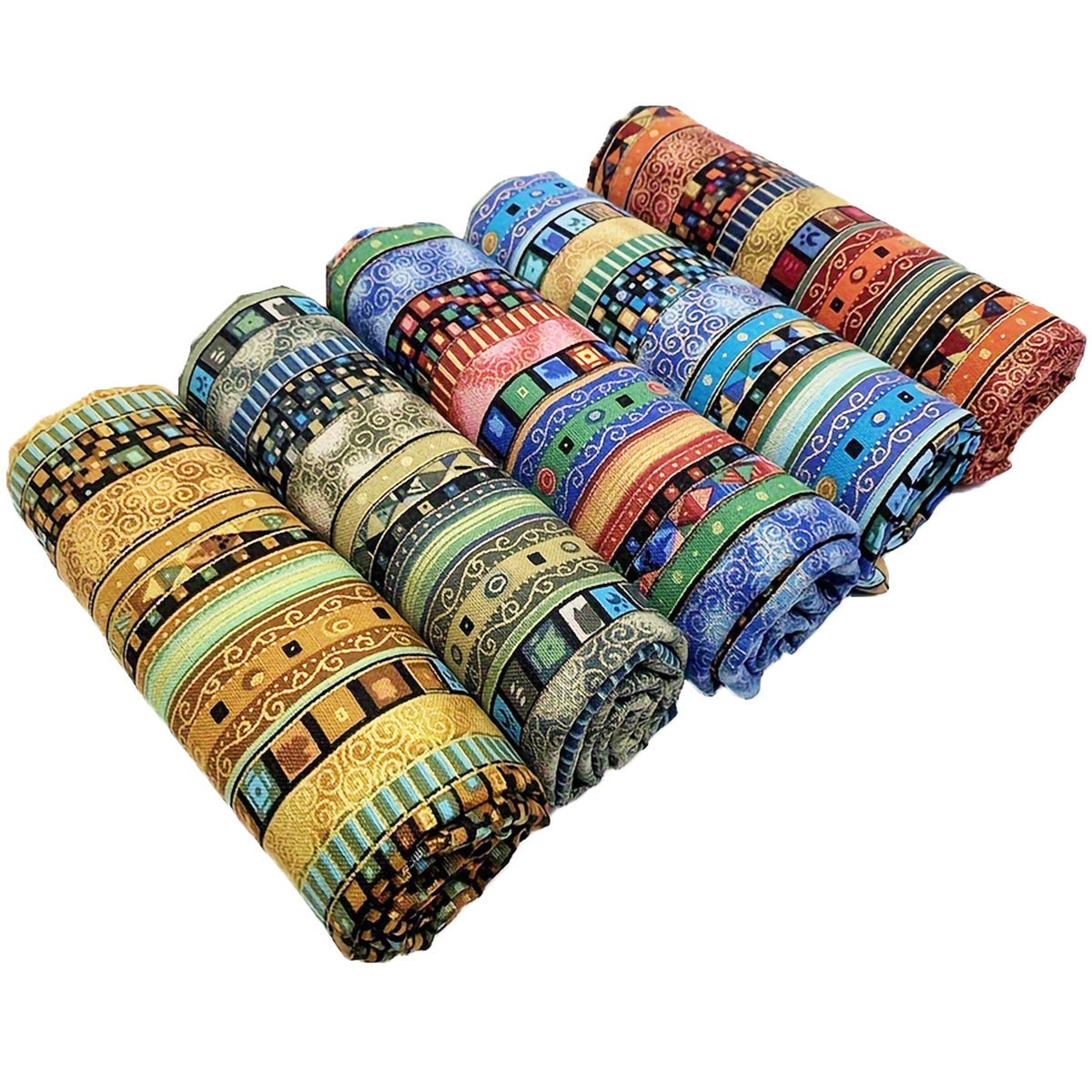 African Ethnic Style Printed Cotton Fabric, Geometric Pattern - 