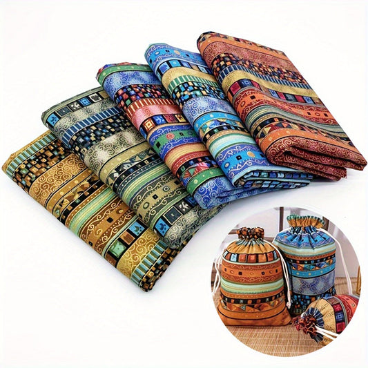 African Ethnic Style Printed Cotton Fabric, Geometric Pattern - 