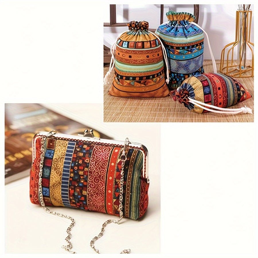 African Ethnic Style Printed Cotton Fabric, Geometric Pattern - 