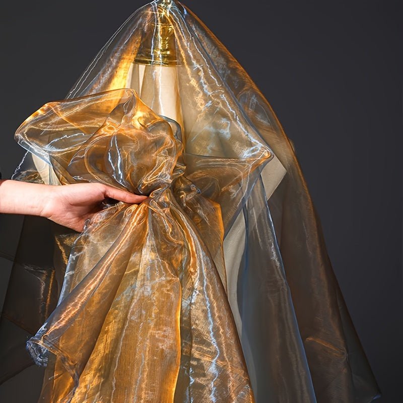 Antique Bronze & Golden Gradient Sheer Mesh Tulle Fabric - 