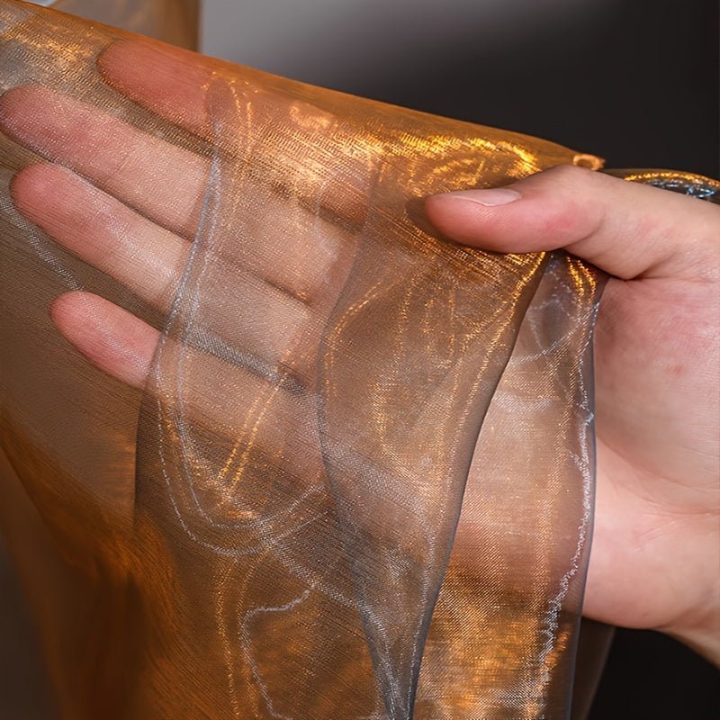 Antique Bronze & Golden Gradient Sheer Mesh Tulle Fabric - 