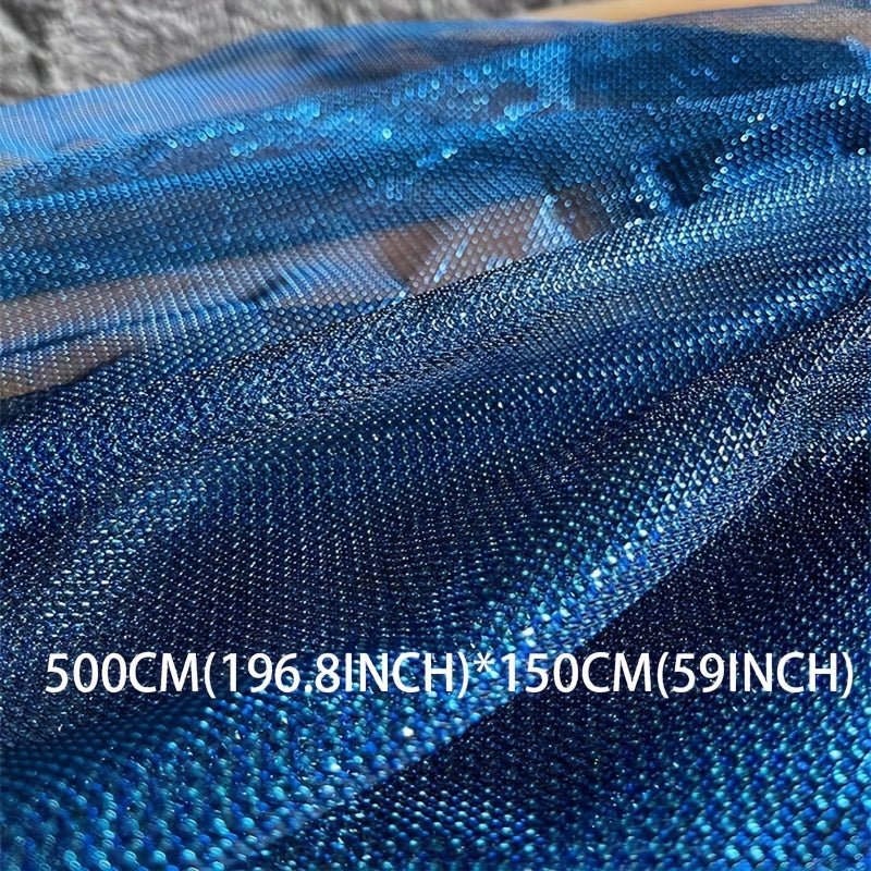 Blue Metallic Fabric, Handmade DIY Fabric Diy Tulle For Sewing Apparel Costumes Craft - 