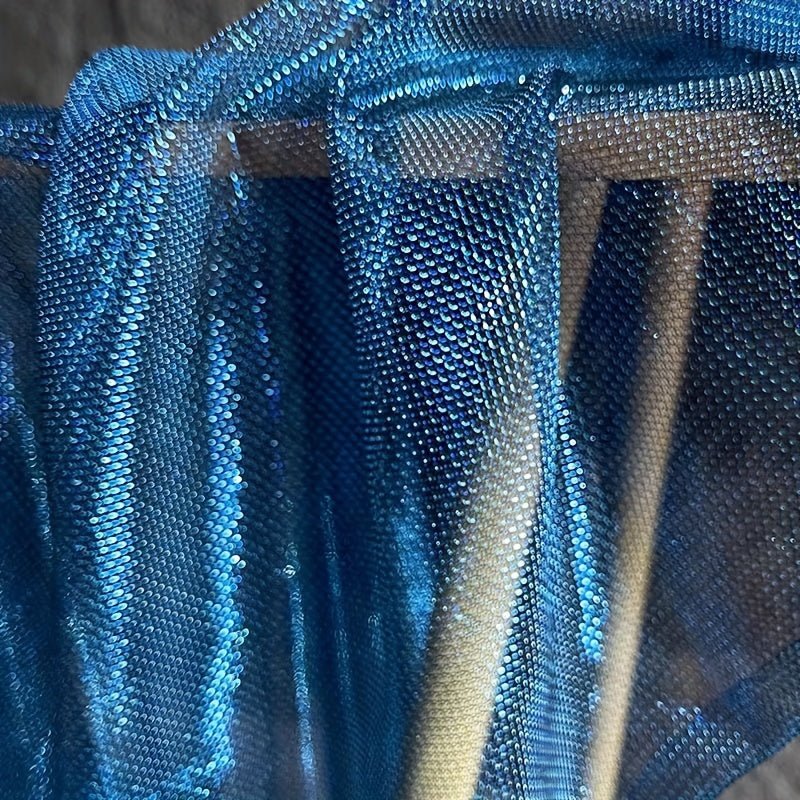 Blue Metallic Fabric, Handmade DIY Fabric Diy Tulle For Sewing Apparel Costumes Craft - 