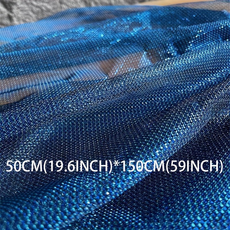 Blue Metallic Fabric, Handmade DIY Fabric Diy Tulle For Sewing Apparel Costumes Craft - 