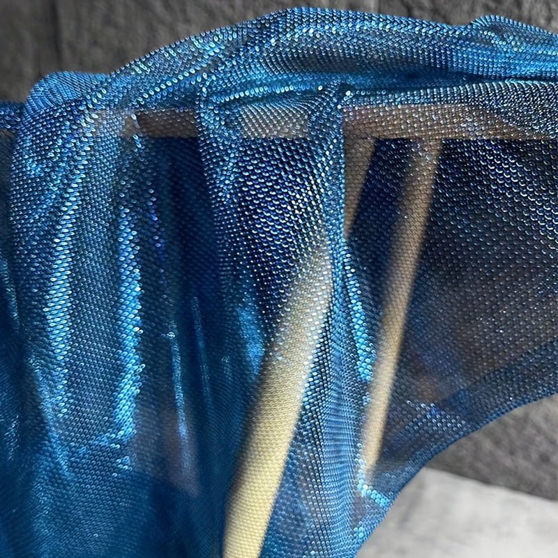 Blue Metallic Fabric, Handmade DIY Fabric Diy Tulle For Sewing Apparel Costumes Craft - 