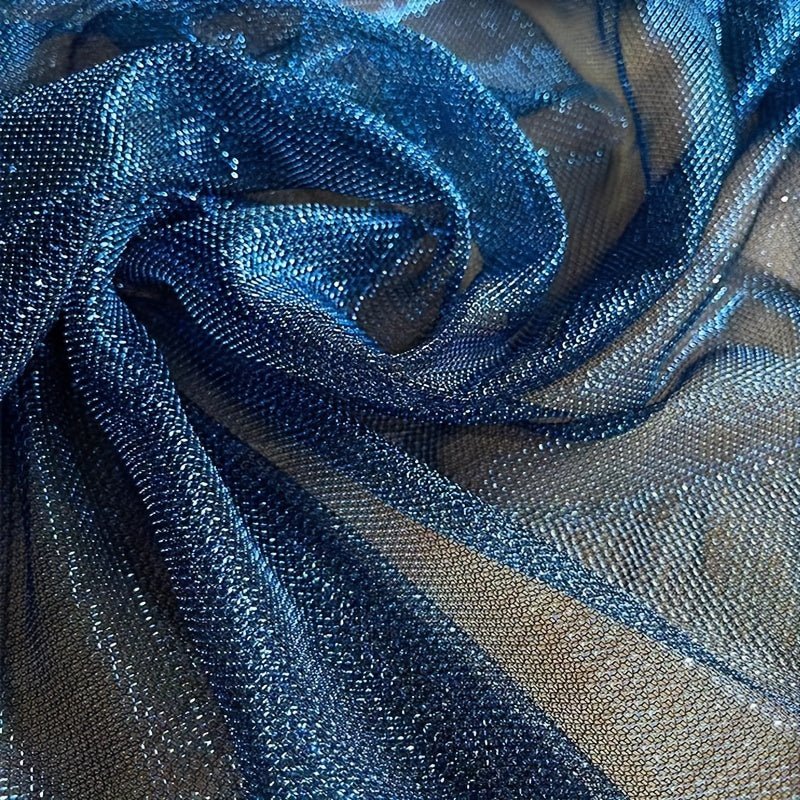 Blue Metallic Fabric, Handmade DIY Fabric Diy Tulle For Sewing Apparel Costumes Craft - 