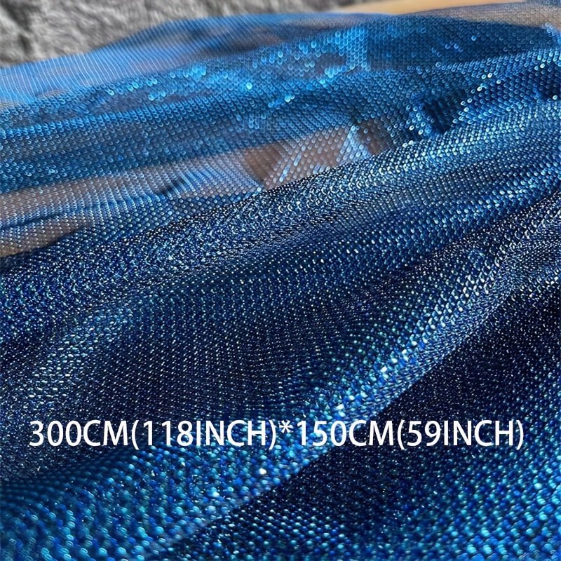 Blue Metallic Fabric, Handmade DIY Fabric Diy Tulle For Sewing Apparel Costumes Craft - 