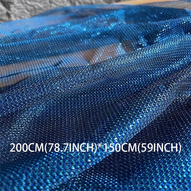 Blue Metallic Fabric, Handmade DIY Fabric Diy Tulle For Sewing Apparel Costumes Craft - 