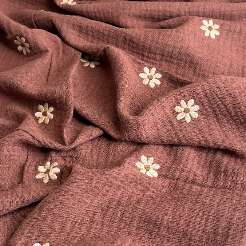 Embroidered Cotton Double Gauze Fabric
