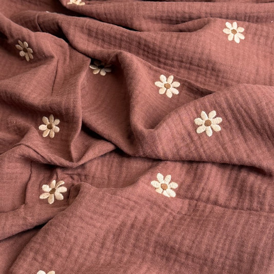 Embroidered Cotton Double Gauze Fabric